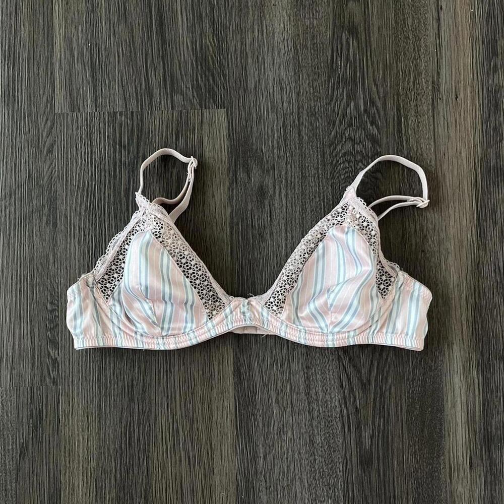 Pink and gray satin bralette